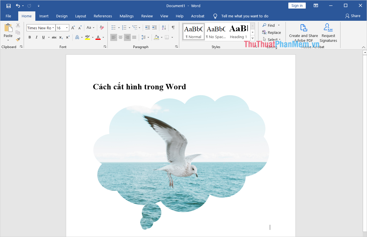 Hình ảnh trên Word sẽ được cắt theo đúng khung được đặt sẵn