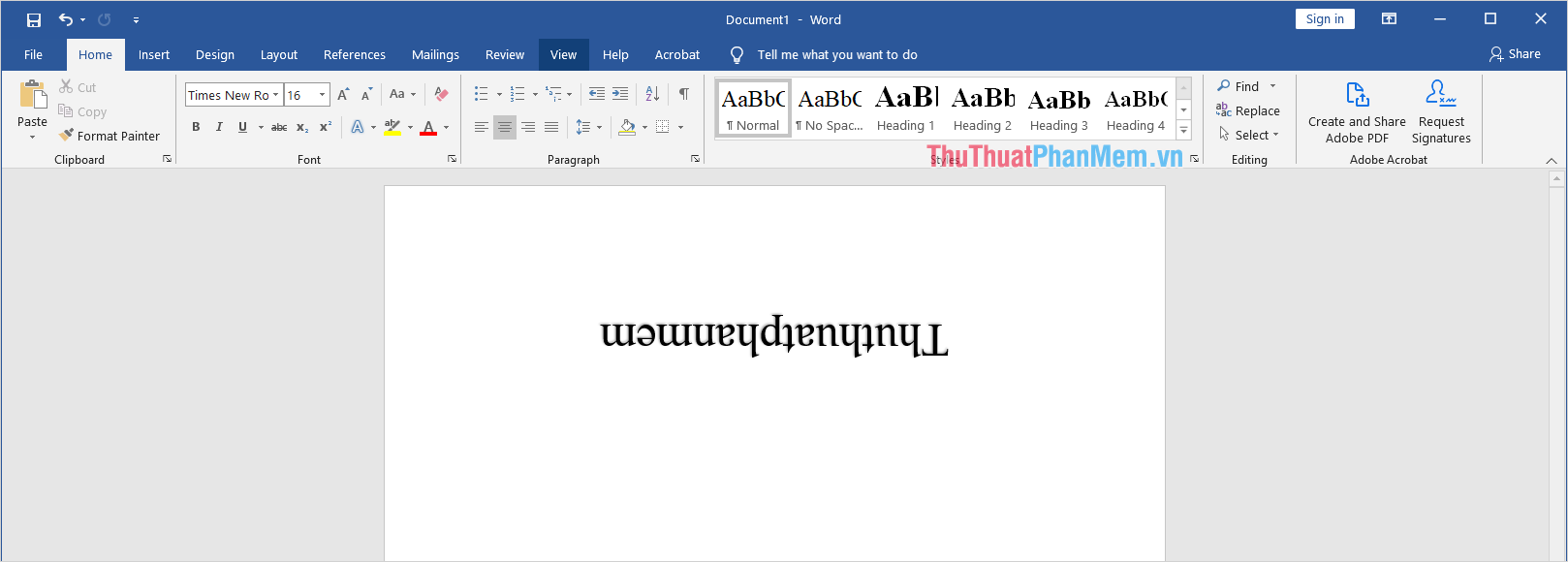 Hoàn tất việc xoay ngược chữ trên Word
