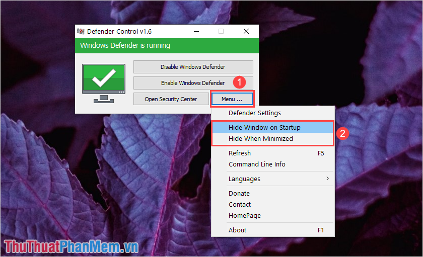 Cách tắt bật Windows Defender cực nhanh và dễ bằng phần mềm Defender Control