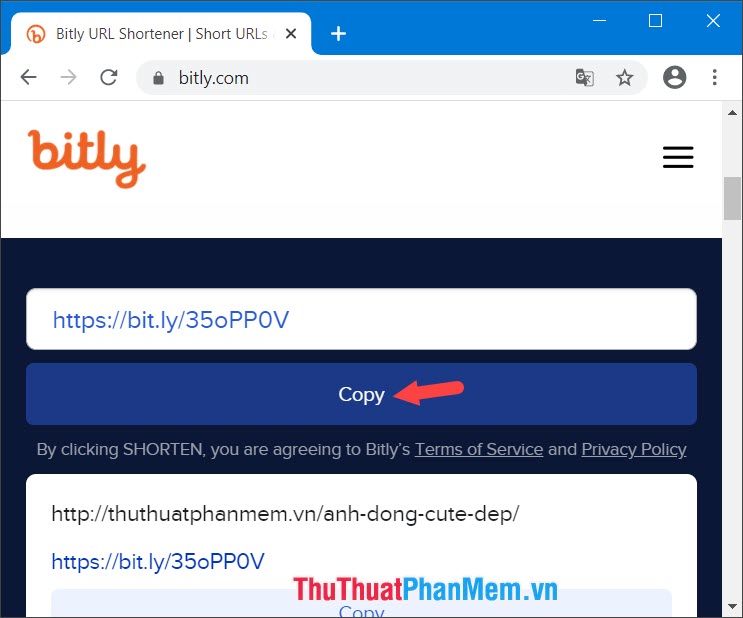 Nhấn Copy để chia sẻ link cho bạn bè