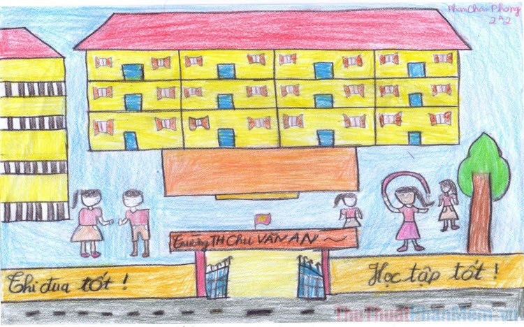 Tranh vẽ về ngôi trường mơ ước của em  Hướng dẫn cách vẽ