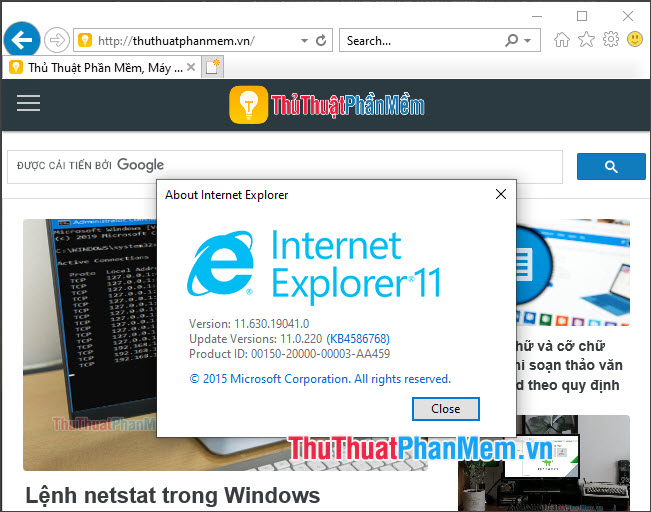 Giao diện Internet Explorer
