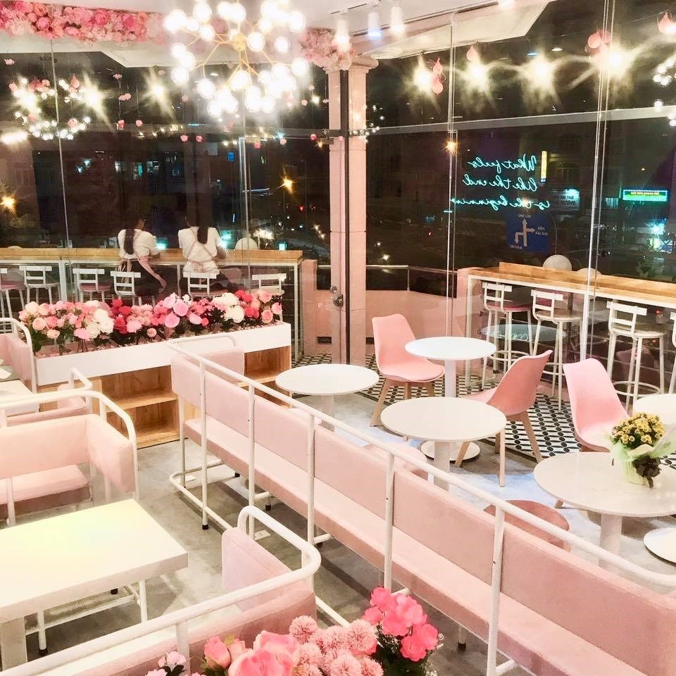 Hình ảnh quán cafe hồng phấn cực xinh