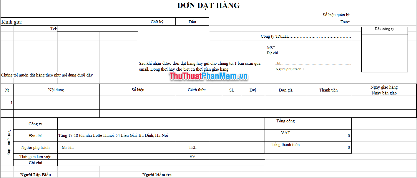 Demo mẫu đơn đặt hàng bằng tiếng Việt 3