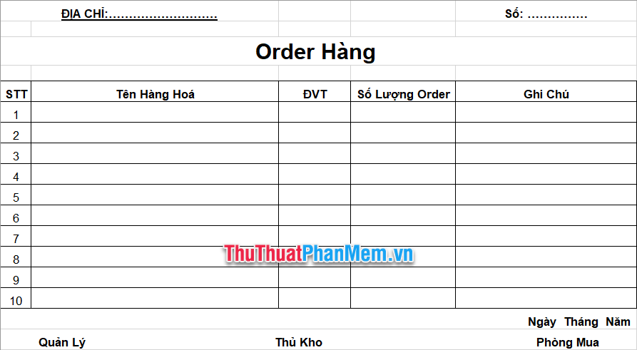 Mẫu Đơn Đặt Hàng Bằng Excel Mới Nhất 2023