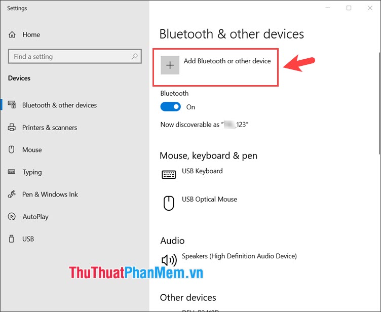 Bạn click vào Add Bluetooth or other device