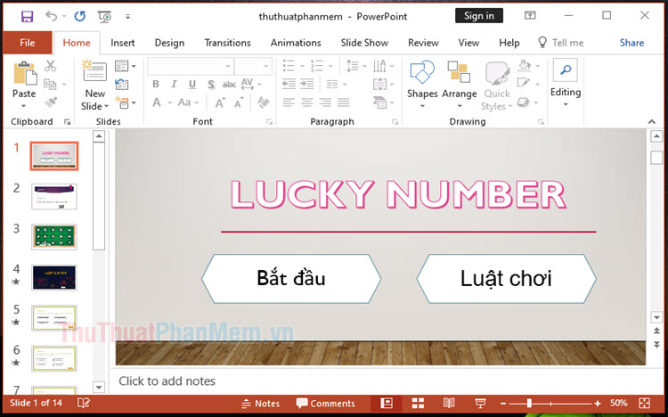 Cách làm trò chơi Lucky Number trên PowerPoint