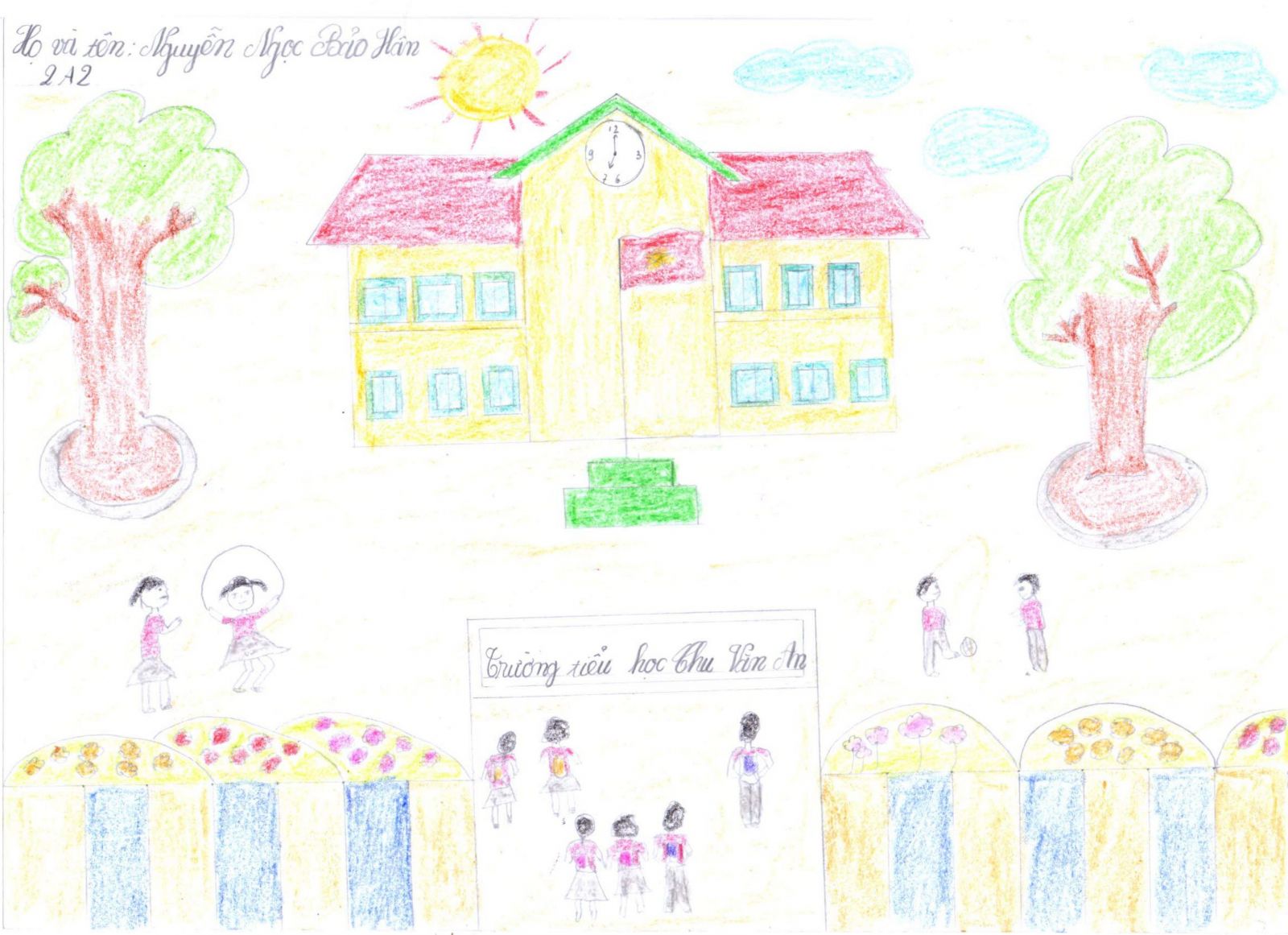 Hướng dẫn cách Vẽ trường học hạnh phúc đơn giản 100 mẫu đẹp bé tham khảo