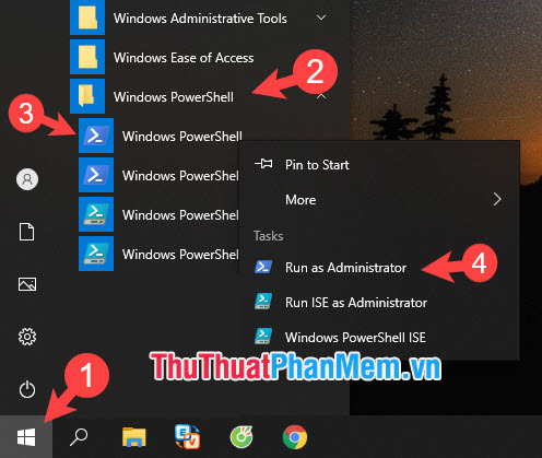 Nhấp chuột phải vào Windows PowerShell và chọn[管理者として実行]Chọn.