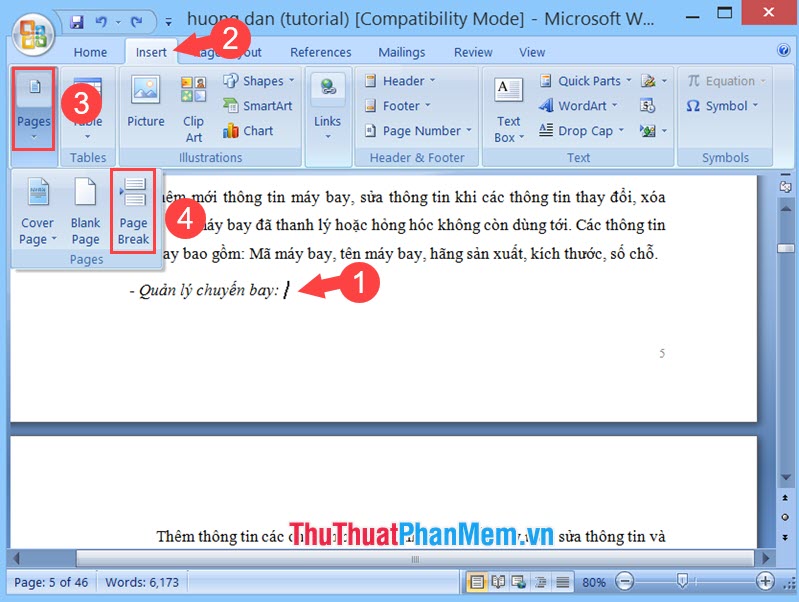 Chọn Page Break