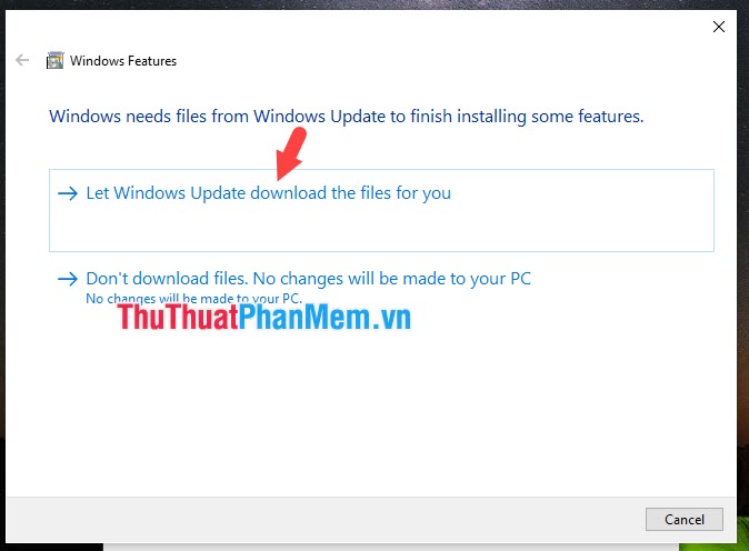 [Windows Update を許可してファイルをダウンロードする]Nhấp chuột.