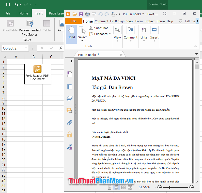 Cách chèn file PDF vào bảng tính Excel