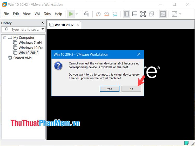 Cách sửa lỗi VMware Cannot connect the virtual device sata01