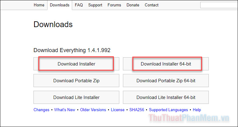 Chọn Download Installer hoặc Download Installer 64-bit