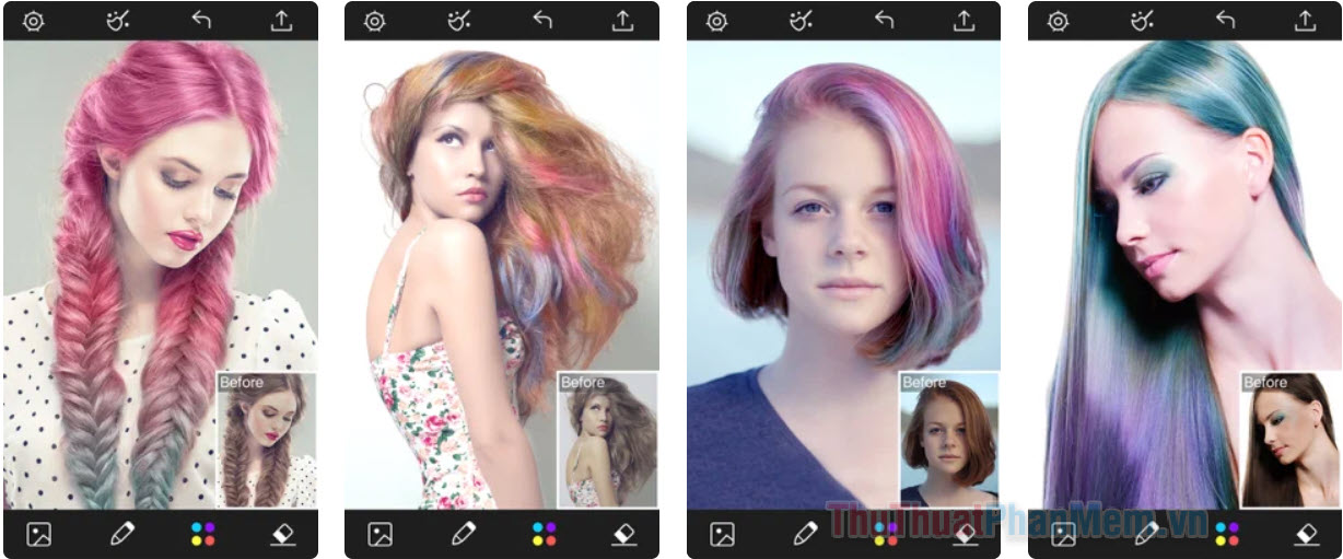Изменить цвет волос на фото приложение