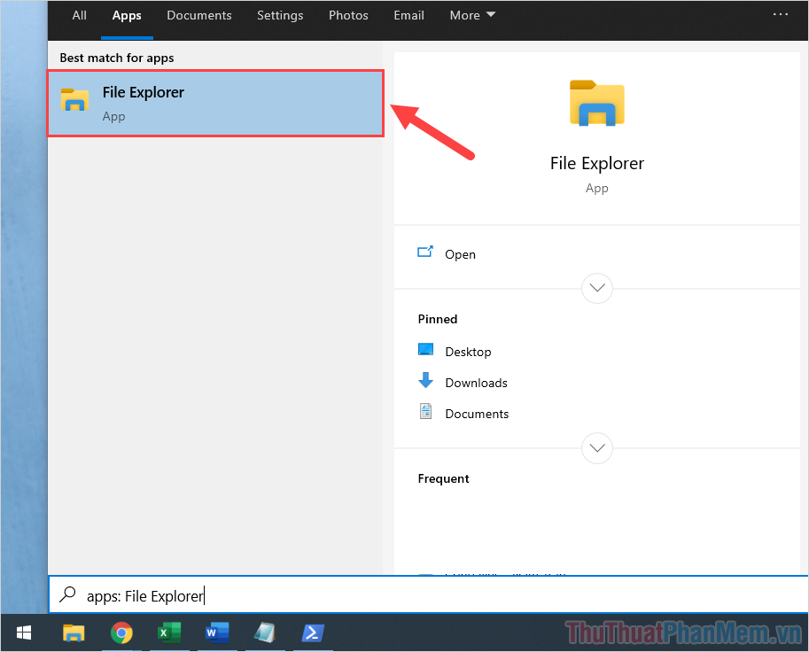 Mở MenuStart và gõ File Explorer để mở Windows Data Manager.