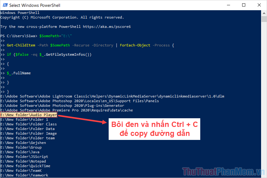 Tiến hành bôi đen một đường dẫn và nhấn Ctrl + C để copy