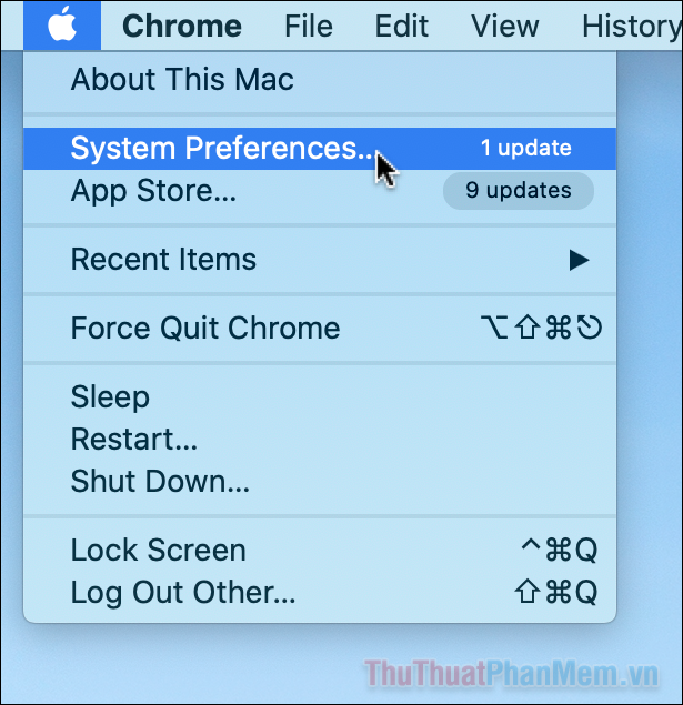 Click chọn System Preferences