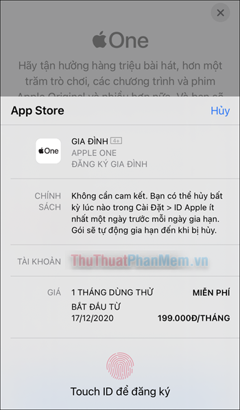 Cách đăng ký và nhận 1 tháng dùng thử Apple One trên iPhone