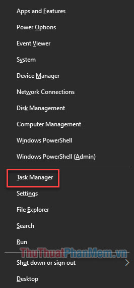 Nhấn Windows + X để mở Trình quản lý tác vụ