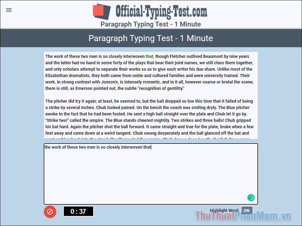 Official Typing Test