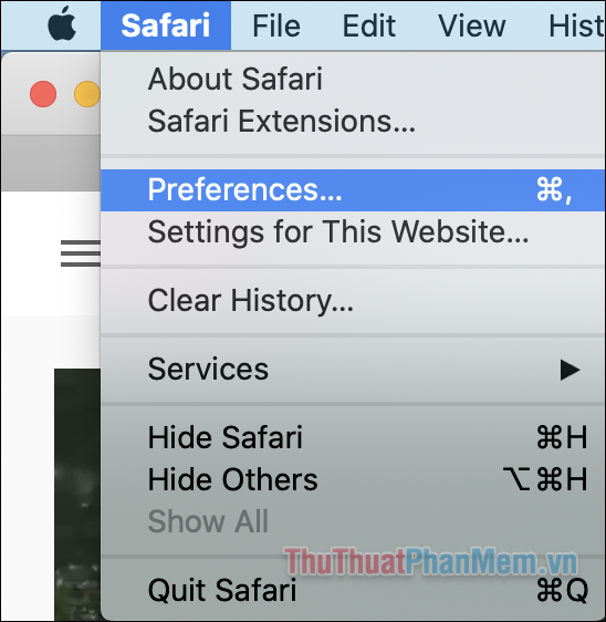 Nhấp vào Safari ở trên cùng bên trái,[設定]Chọn.