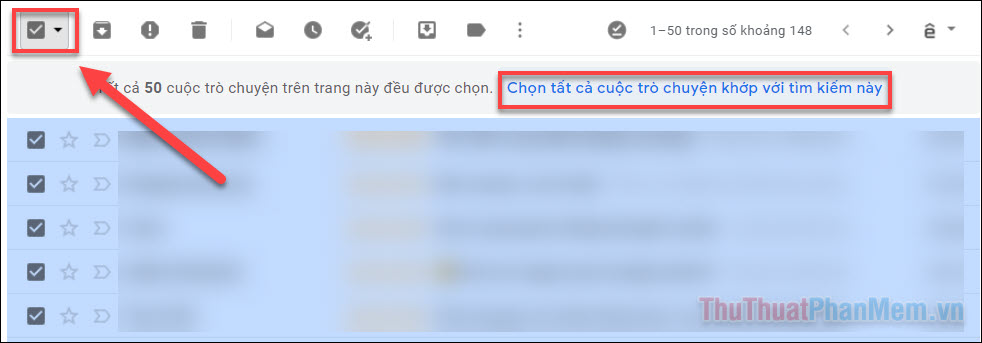 [この検索行に一致するすべてのチャットを選択]Nhấp chuột