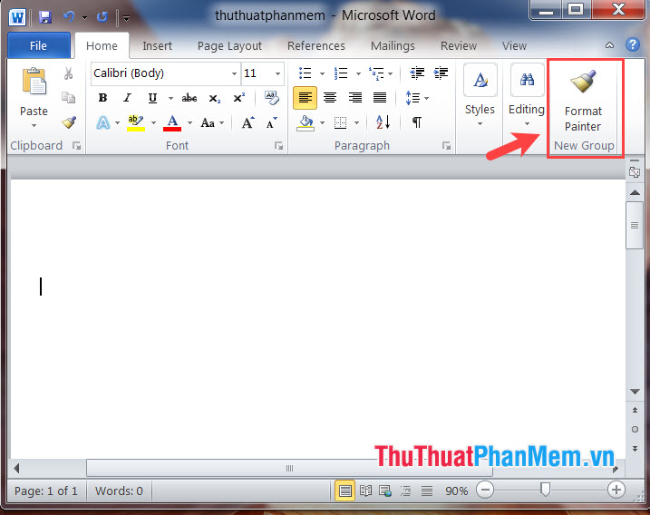 Click vào công cụ Format Painter