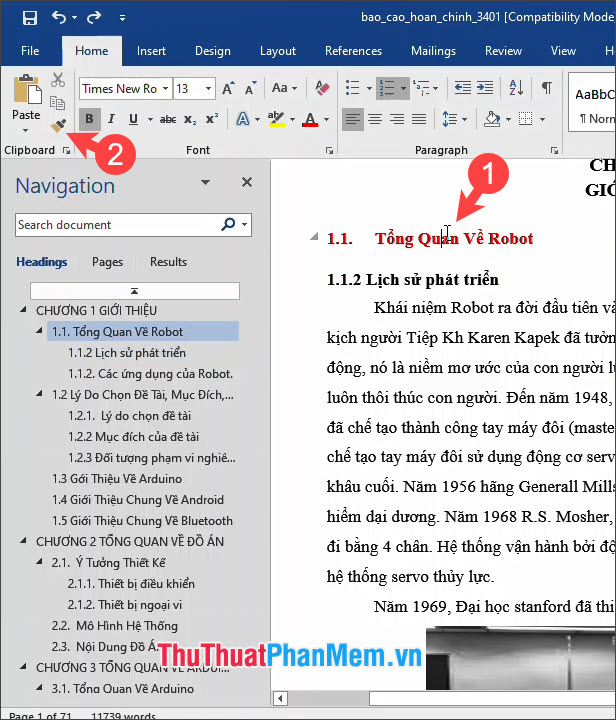Click vào công cụ Format Painter