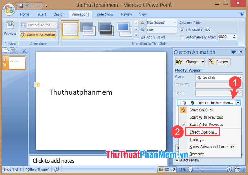 Cách làm hiệu ứng mờ chữ trong PowerPoint