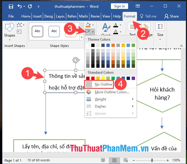 Chọn No Outline