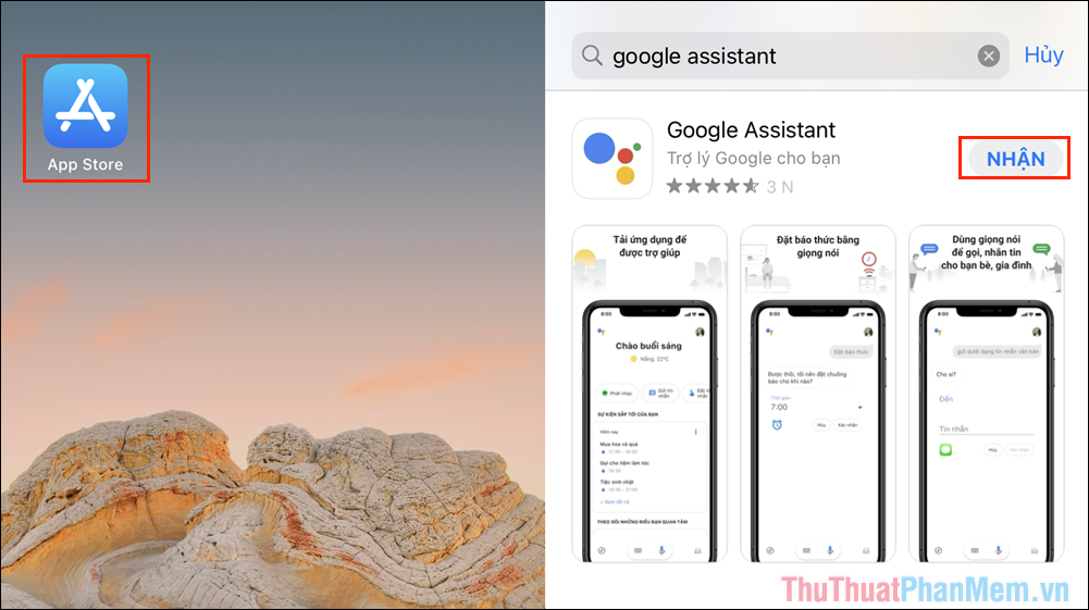 Mở App Store trên điện thoại và tìm kiếm Google Assistant để cài đặt
