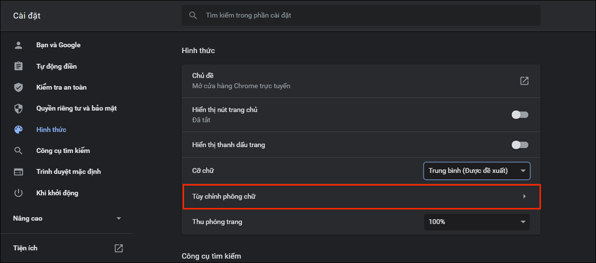 Cách thay đổi kích thước và Font chữ trên Google Chrome