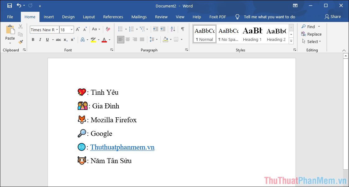 Dễ dàng thêm được một loạt các biểu tượng (Emoji) vào trong file Word đang làm việc