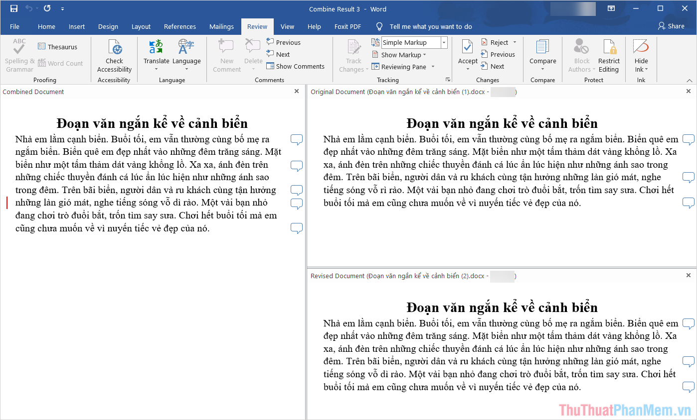 Nhấn vào ảnh để phóng to Bạn sẽ thấy file Combined Document có đầy đủ tất cả các comment của các file lẻ