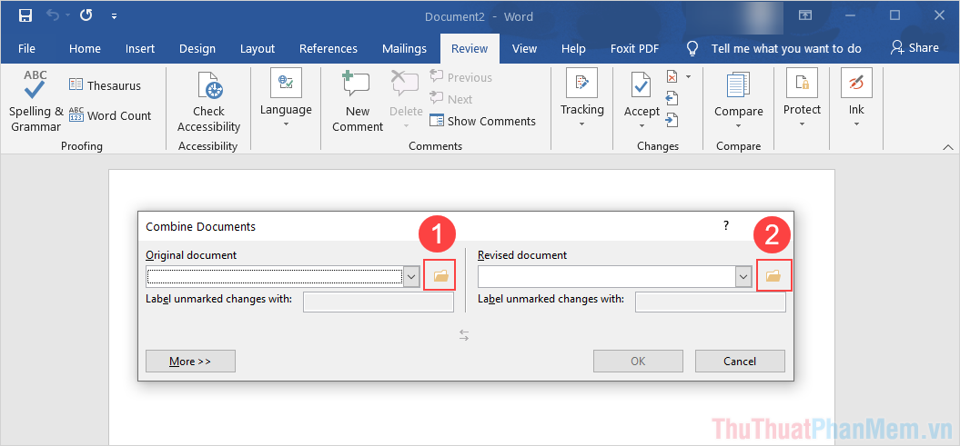 Nhấn vào ảnh để phóng to Chọn file muốn gộp comment vào trong mục Revised document
