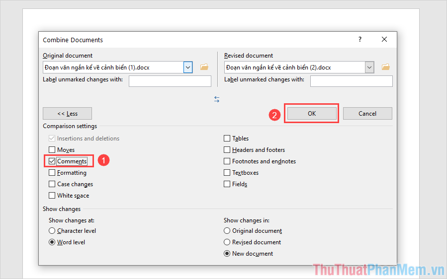 Nhấn vào ảnh để phóng to Chọn mục Comments