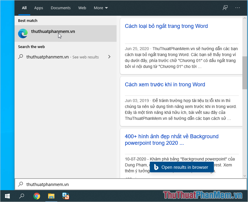 Công cụ Bing luôn nằm trong đề xuất của Search Windows 10