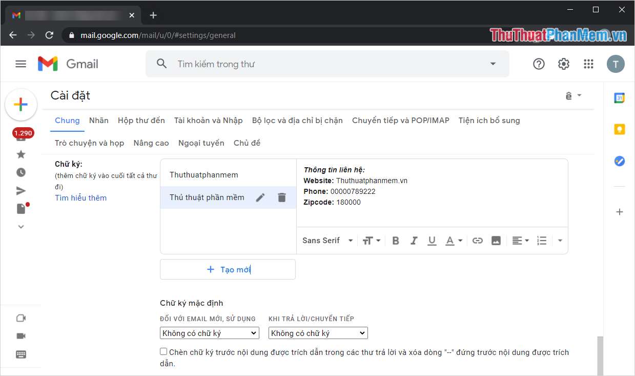 Cách thay đổi chữ ký trong Gmail