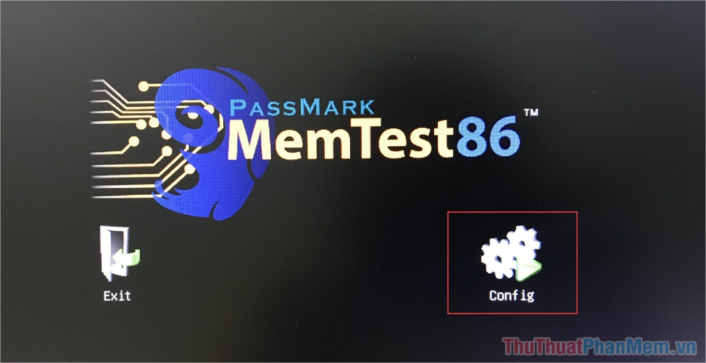 Chọn mục Config để mở toàn bộ các thiết lập của MemTest86