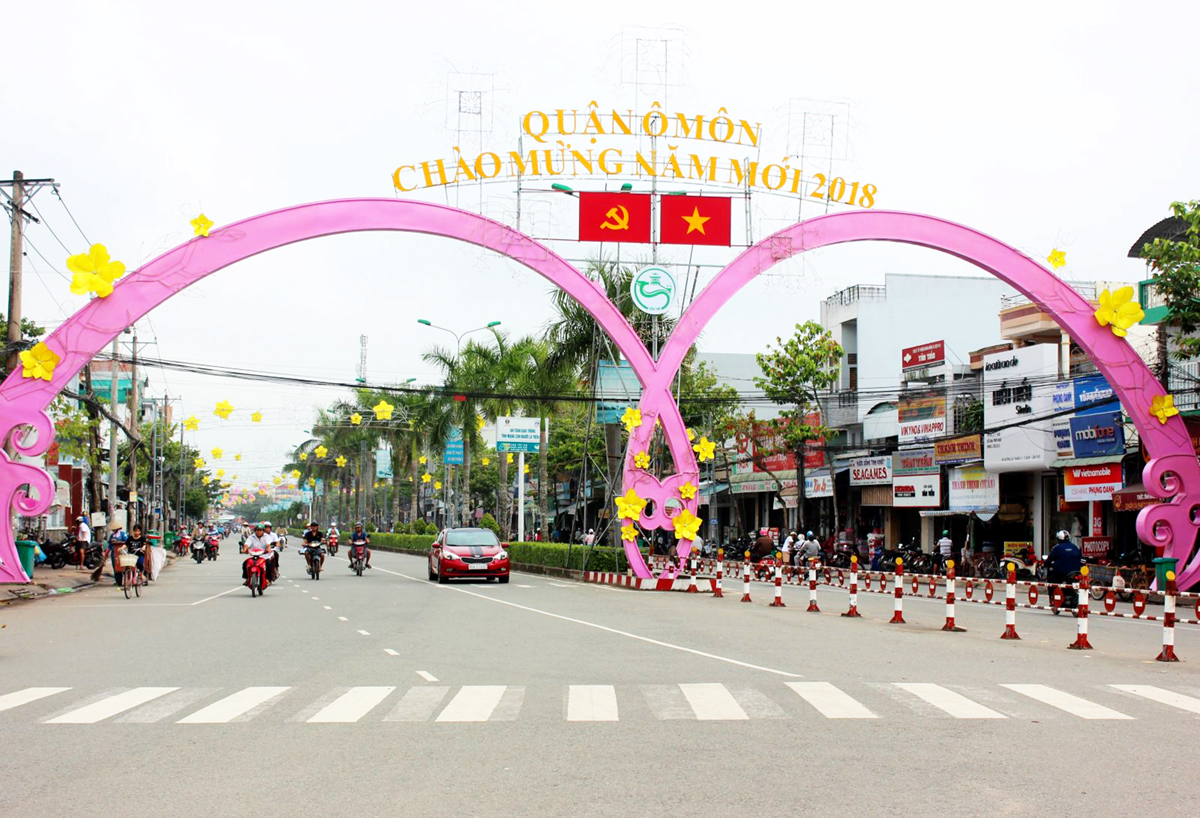 Mẫu cổng chào năm mới tại Ô Môn
