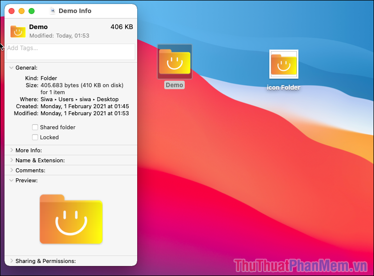Hoàn tất việc thay đổi biểu tượng của thư mục, tệp, file trên hệ điều hành MacOS