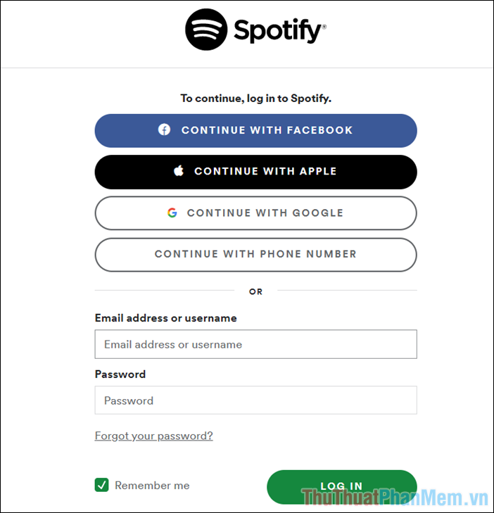 Truy cập vào trang hỗ trợ của Spotify và đăng nhập