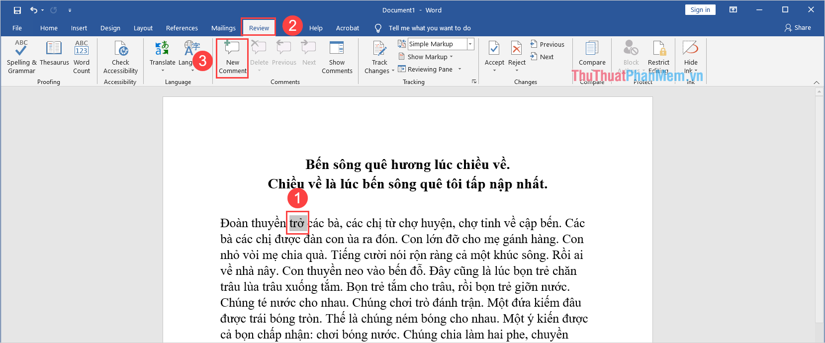Chọn New Comment để thêm comment