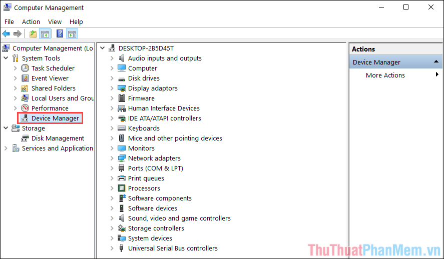 Chọn thẻ Device Manager