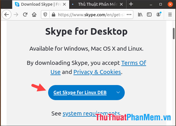Click vào Get Skype for Linux DEB