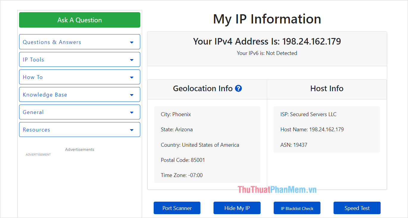 Kiểm tra địa chỉ IP của bạn bằng một công cụ chuyên dụng