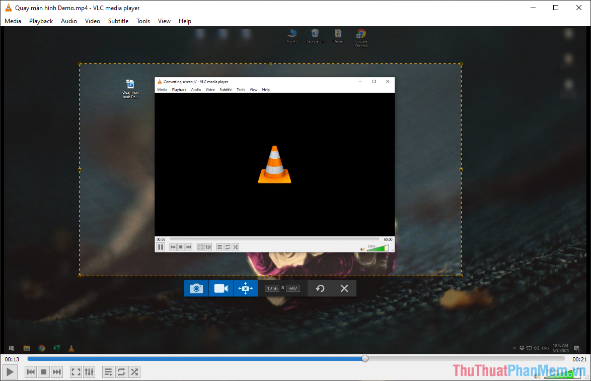 Bạn có thể mở lại file đã lưu để xem sản phẩm được ghi hình lại bởi VLC Media Player