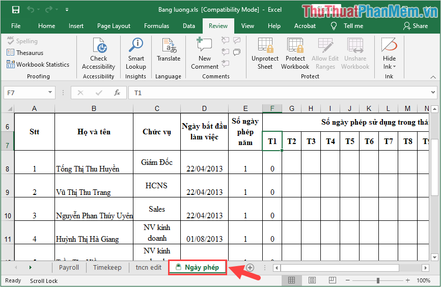 Chọn Sheet bị khoá bên trong file Excel