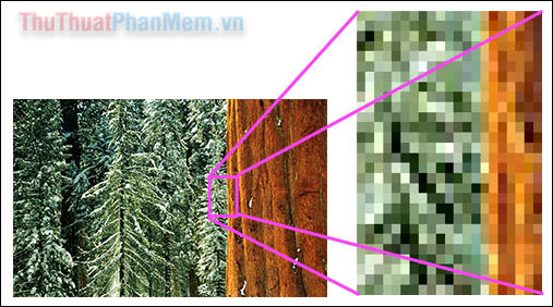 Khi phóng to vào một bức hình, bạn có thể thấy rõ các pixel xuất hiện